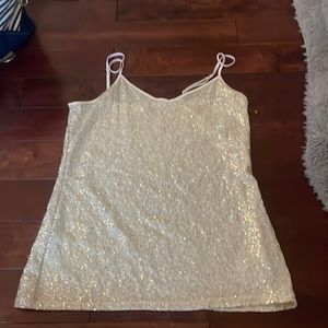 Sequined gold Express tank top, size M